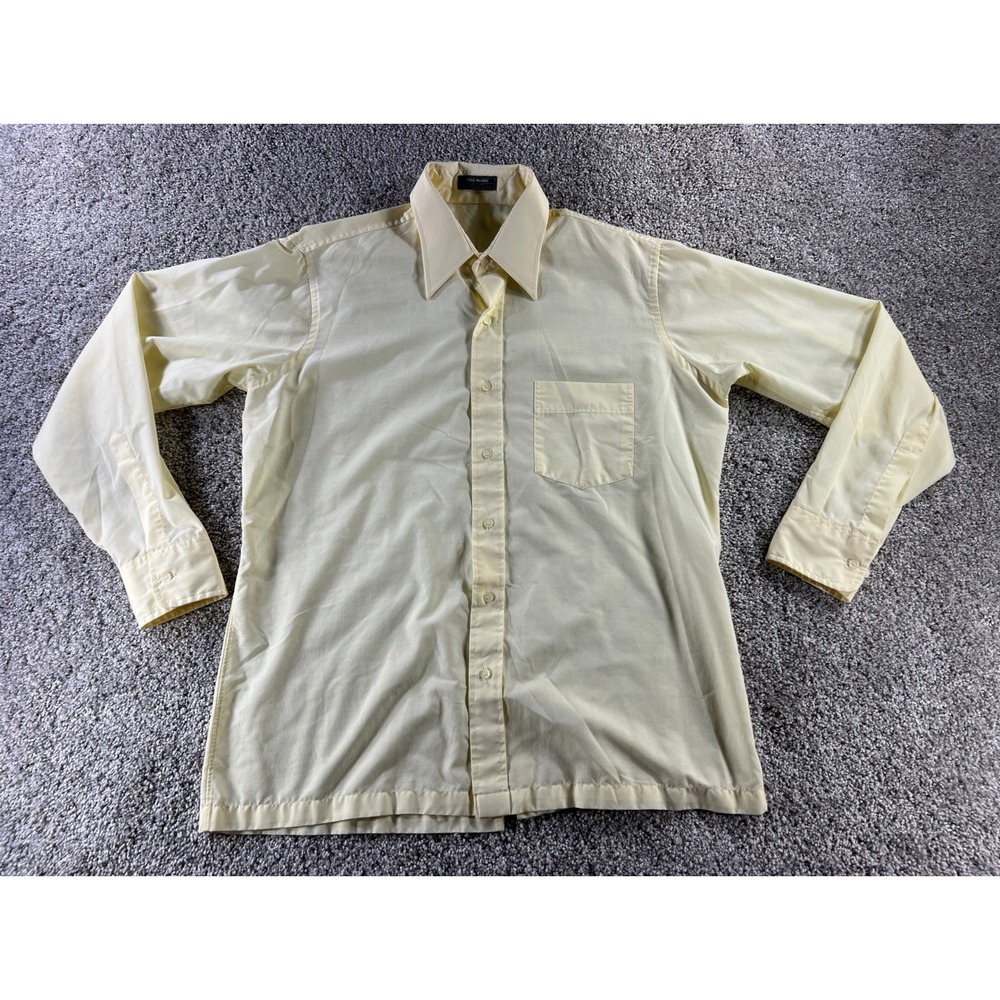 1970s Eagle Shirtmakers The McGee Mens Yellow Long Sleeve Button Down Shirt
